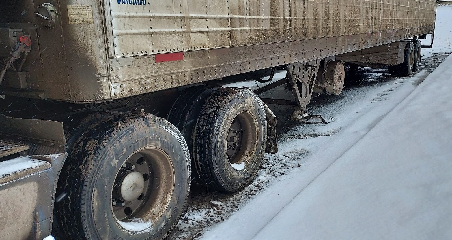 snow, ice and dirty truck